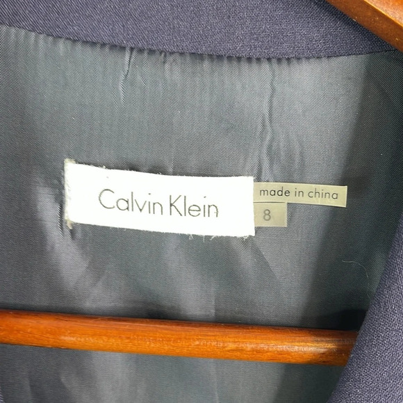 Calvin Klein NWOT Blazer Style Dress Navy Exposed Side Zipper Faux Pockets 8 - Picture 6 of 9
